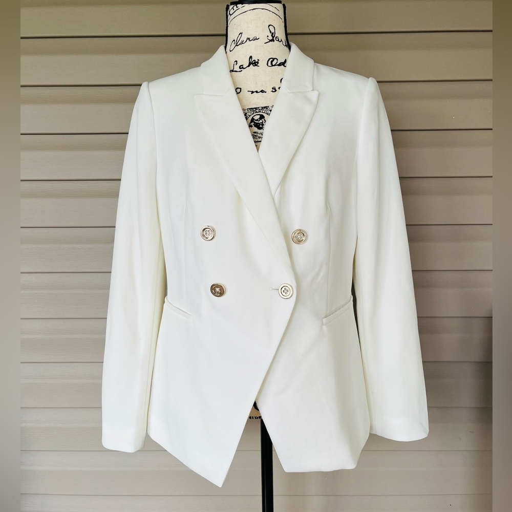 WHBM $120 Ivory Double-Breasted Blazer